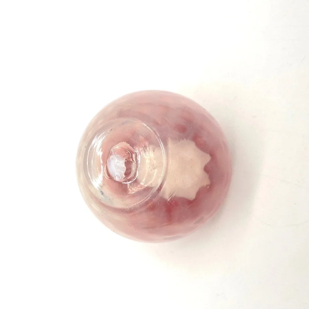 Vintage Pink Satin Glass Rose Bowl Diamond Quilted Crimped Rim Art Glass 3 inch